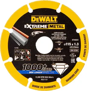 Dewalt DT40251 Extreme Metalmax Diamond Disc Cutting Grinding Wheel 115mm X 2