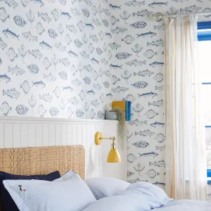 Joules Blue Fish Smooth Wallpaper