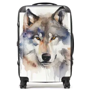 Wolf Watercolour Suitcase - Medium