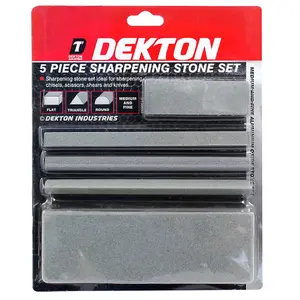 Dekton 5pc Sharpening Stone Set Scissors Tools Chisel Shears Aluminium Oxide