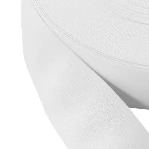 25mm Wide Flat Elastic Band, Stretchable Elastic Cord Flat Tape, White - 25 metres