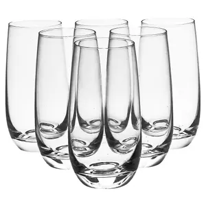 Queensway Home & Dining 500ml 6 Pcs Highball Drinking Glasses  Tall Water Juice Tumblers Table Glassware Set