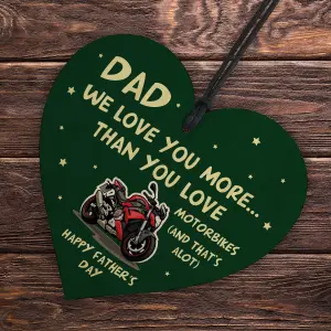 Red Ocean Funny Fathers Day Gift For Dad Biker Motorbike Sign Love You More Than Motorbikes Dad Gift From Daughter Son