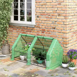 Outsunny Mini Small Greenhouse with Steel Frame & PE Cover & Zippered Window