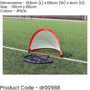 110 x 80cm Pop Up Weighted Football Training Goal / Net - Portable Side Game