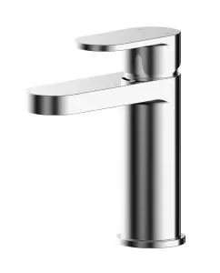 Modern Round Mono Basin Mixer Tap & Push Button Waste - Chrome