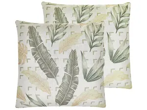 Set of 2 Cushions RHAPIS 45 x 45 cm Plant Green