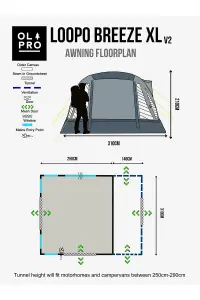 Loopo Breeze XL Motorhome Awning (Blue/ Grey)