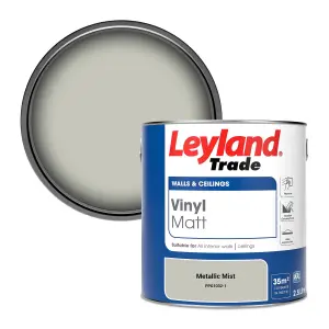 Leyland Trade Vinyl Matt Walls & Ceilings Emulsion Paint Metallic Mist (PPG1032-1) 2.5L