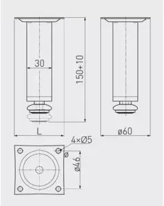 CHROME ADJUSTABLE PLINTH LEG FOR KITCHEN FURNITURE CABINETS Chrome 150mm + 10mm