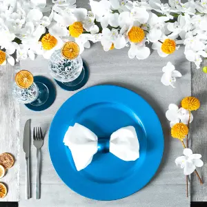 Metallic Charger Plates - Blue - 33cm - Pack of 6 - Table Decoration Plates by Harbour Housewares