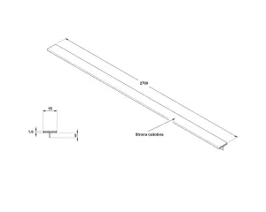 ILCOM decorative profile T 20mm x 2700mm x 0.6mm Silver Brushed Stainless Steel