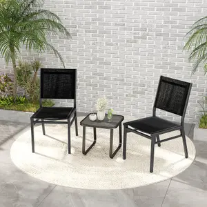 Costway 2Pcs Outdoor Dining Chairs Patio Armless Chair Lightweight Metal Chair