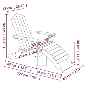 Berkfield Garden Adirondack Chairs with Footstool & Table HDPE Brown