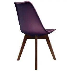 Soho Aubergine Plastic Dining Chair with Squared Dark Wood Legs