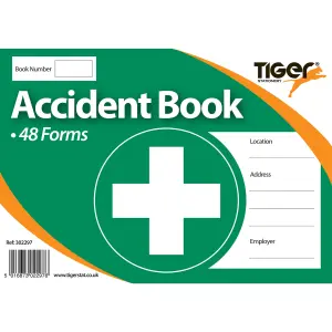 Tiger Stationery Accident Book (Pack of 6) Green/White (One Size)