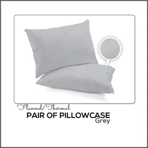 Pillowcases Pair Pack 100% Brushed Cotton Flannelette Thermal Pillow Covers 19''x29''