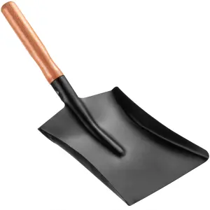 Hardys Hand Coal Shovel - Garden, BBQ, Fireside Ash & Dust Pan Scoop with Shaped Wooden Handle, Rust-Resistant Black Metal - 8"