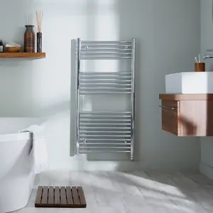 Straight Towel Rail Heated Towel Rails Chrome / 118.6cm H x 45cm W x 7.3cm D