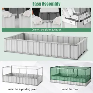 Costway 174x90x70CM Outdoor Greenhouse Rectangular Planter Box Kit Garden Raised Bed