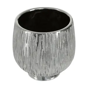 Interiors by Premier Hesper Small Silver Ceramic Planter