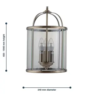 First Choice Lighting Set of 2 Antique Brass Lantern Pendants