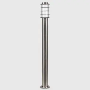 ValueLights Wharf Modern Outdoor Stainless Steel Bollard Lantern Light Post - 1 Metre