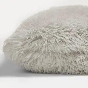 Fluffy Fleece Cushion Plump Filled Supersoft Warm Chair Pillow, Square - Silver