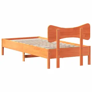 Berkfield Bed Frame without Mattress Wax Brown 100x200 cm Solid Wood Pine