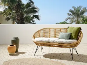 Garden Sofa MARATEA Rattan Natural 2 Seater