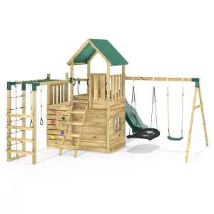 Rebo Modular Wooden Climbing Frame Adventure Playset - M10 Double Swing