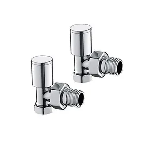 Inta 1 Pair Modern Chrome Radiator Towel Rail Angled Valves 15mm Compression