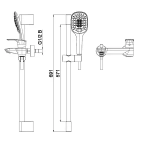 Herz-Unitas ELITE e30 Bath/Shower Mixer + Shower Rail Kit