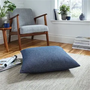 Dunelm Easton Dobby Floor Cushion, Sports, Blue, Navy, 100% Cotton