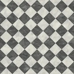 Diamond Marble Tile Effect Vinyl (Black & White, 3m x 4m)