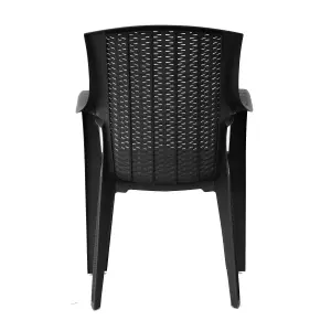 simpa Stackable Plastic Rattan Effect Garden Chair - Graphite Set of 4