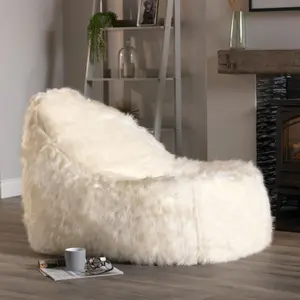 icon Soho Faux Fur Bean Bag Lounger Natural Giant Bean Bag Chair