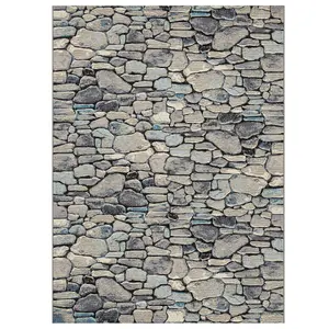 Abstract Modern Grey Outdoor Rug With Latex Backing for Patio, Deck, Garden - 160cm X 230cm (5ft. 2in. X 7ft. 6in.)