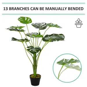 Outsunny 85cm Artificial Monstera Tree Fake Plant in Pot Indoor Outdoor Décor