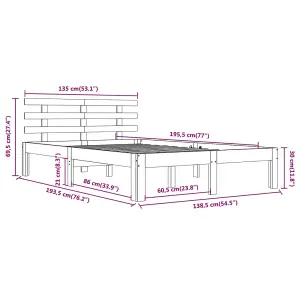 vidaXL Bed Frame Solid Wood 135x190 cm Double