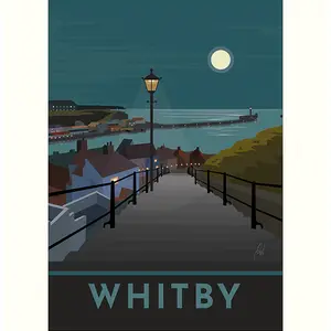 Georgina Westley Whitby Print White/Blue/Grey (40cm x 30cm)