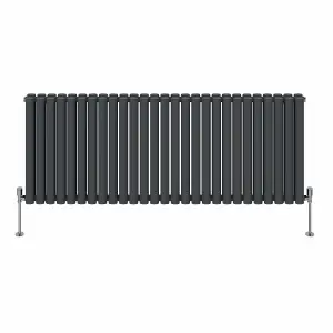 Rinse Bathrooms 600x1593mm Anthracite Horizontal Designer Radiator Double Column Oval Panel Bathroom Radiators