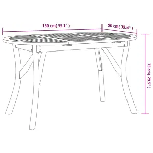 Berkfield Garden Table 150x90x75 cm Solid Wood Acacia