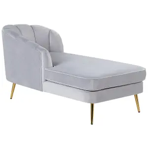 Right Hand Velvet Chaise Lounge Grey ALLIER