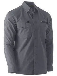 BISLEY WORKWEAR FLX & MOVE UTILITY WORK SHIRT  CHARCOAL S