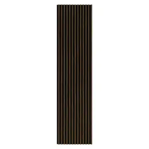 Walnut Laminate Acoustic Wall Panel 2400mm x 600mm (Black Felt)