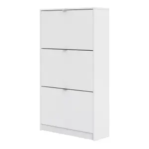 Shoes Shoe cabinet  w. 3 tilting doors and 2 layers White