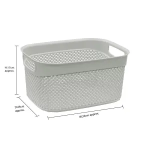 JVL Droplette Plastic Storage Basket, Ice Grey