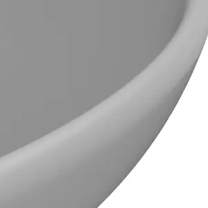 Berkfield Luxury Bathroom Basin Round Matt Light Grey 32.5x14 cm Ceramic