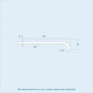 Nes Home Wall Fixed Brass Mounted Bathroom 380mm Round Chrome Shower Arm For Shower Head